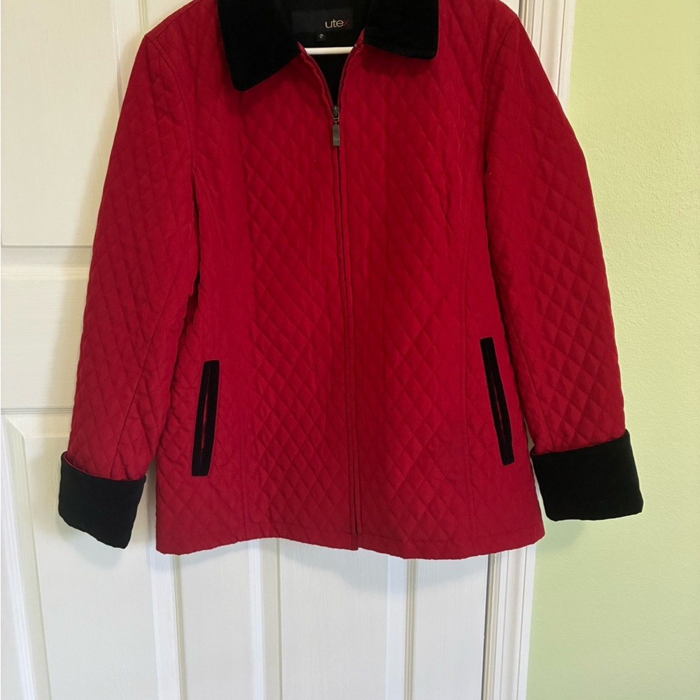 Utex Red Quilted Jacket with Black Accents